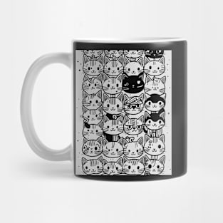 Beautiful Black and White Cat Illustration - Modern Art Mug